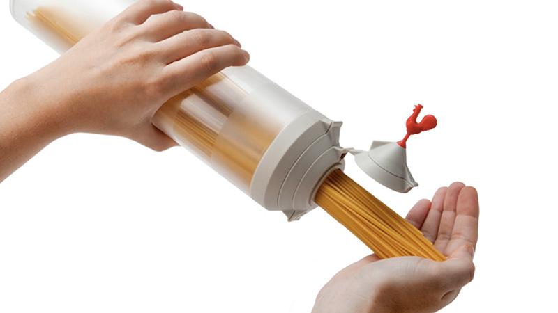 Illustration for article titled Multi-Hinged Cap Always Pours the Perfect Pasta Portion